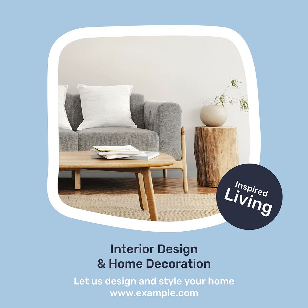 Interior design Instagram post template social media design