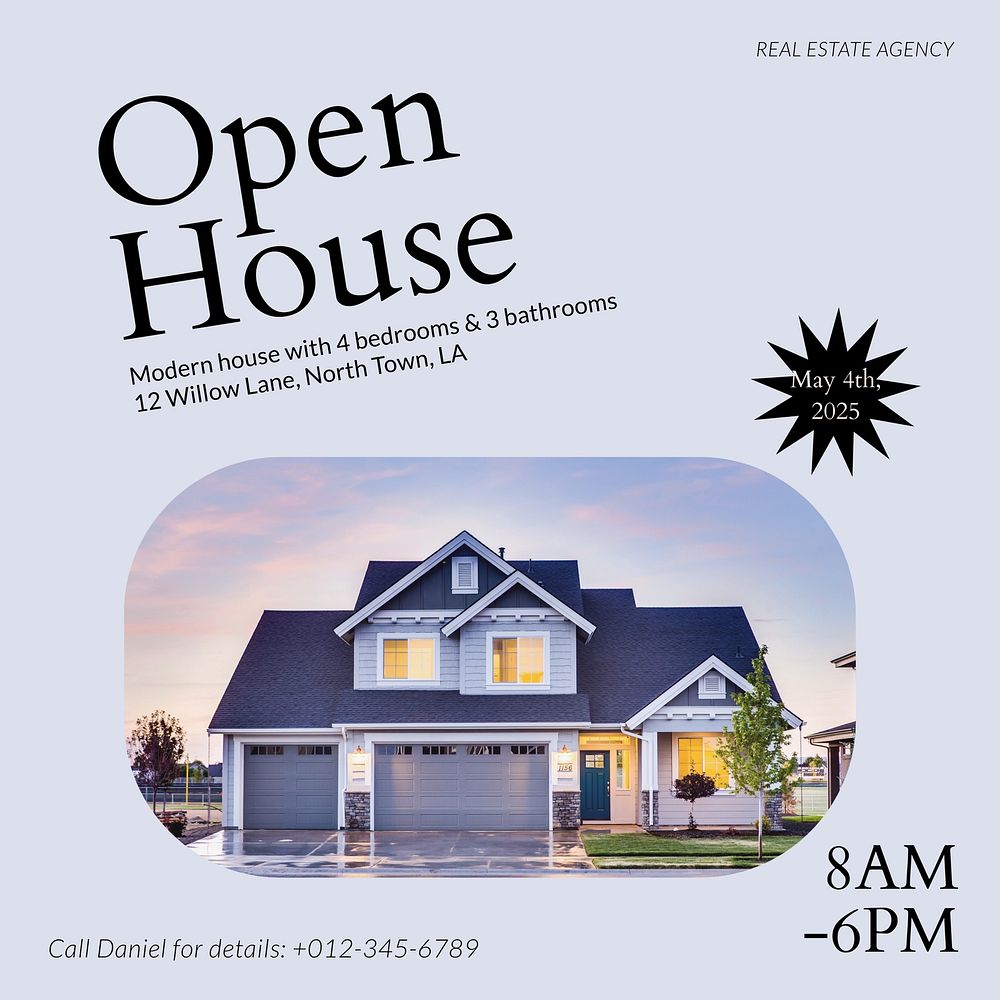 Open house day Instagram post template