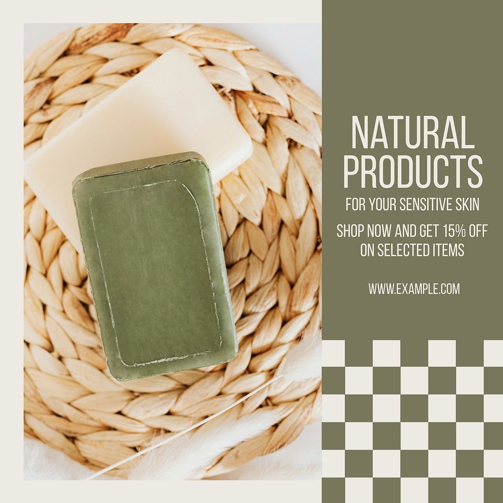 Natural skincare Instagram post template design
