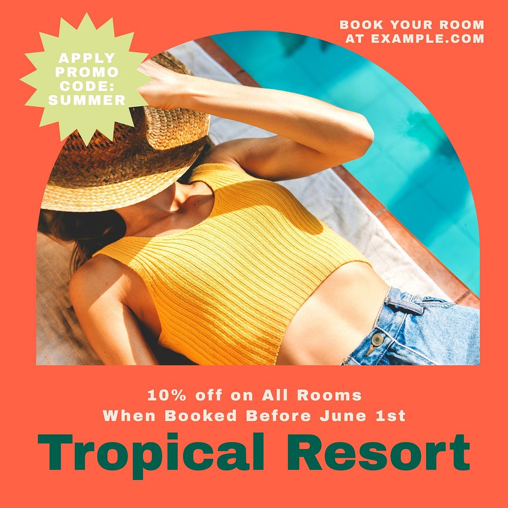 Tropical resort Instagram post template