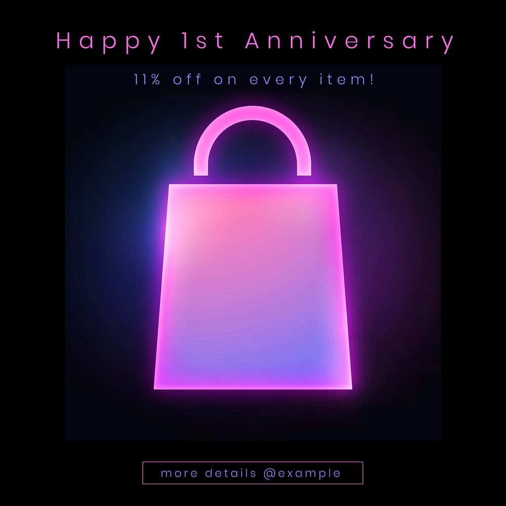 Happy first anniversary Instagram post template social media ad