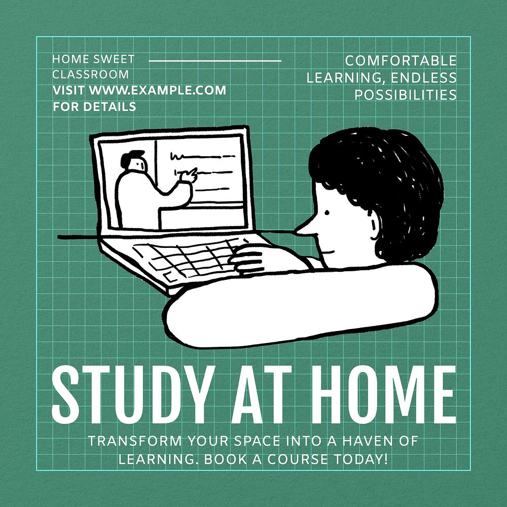 Study at home Facebook post template