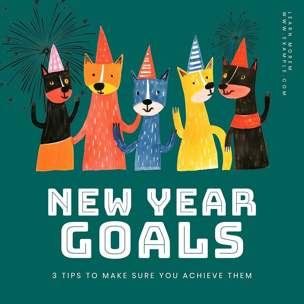New year goals Instagram post template