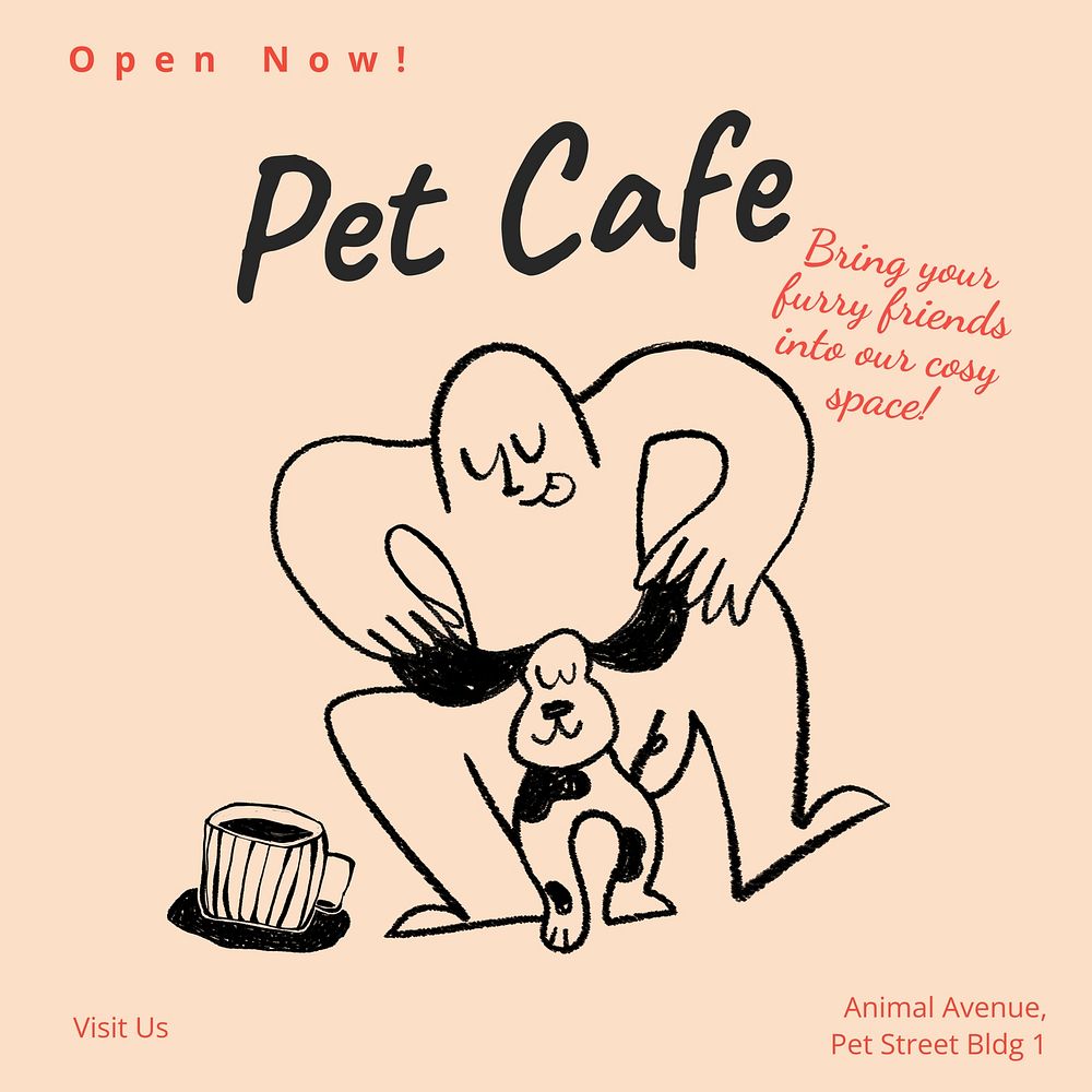 Pet cafe Instagram post template
