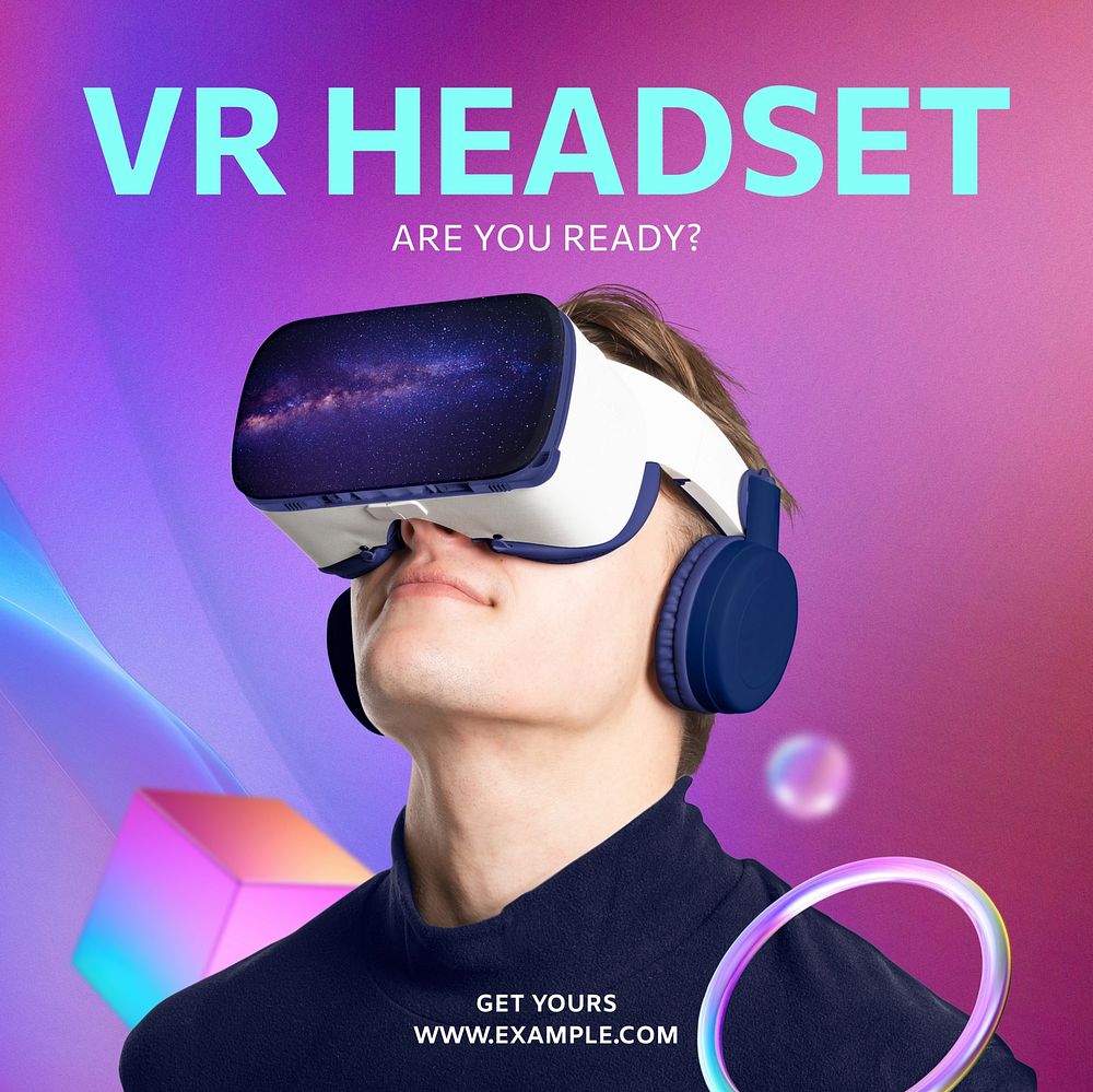 VR headset Facebook post template