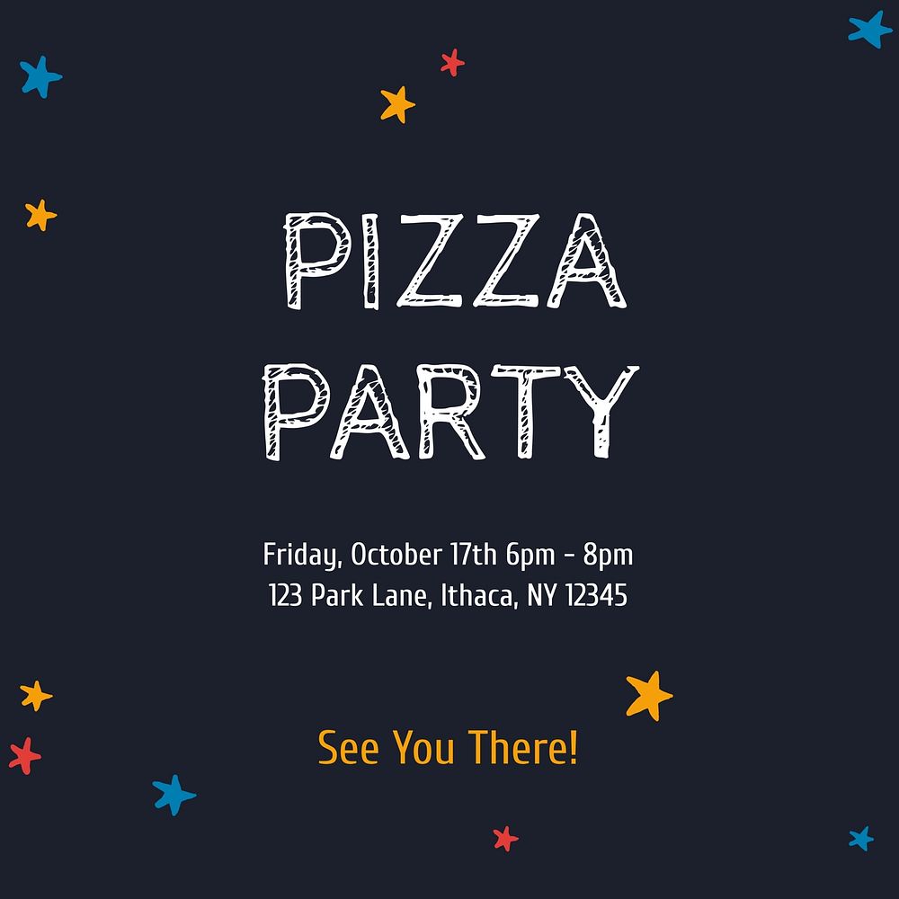 Pizza party invitation Instagram post template