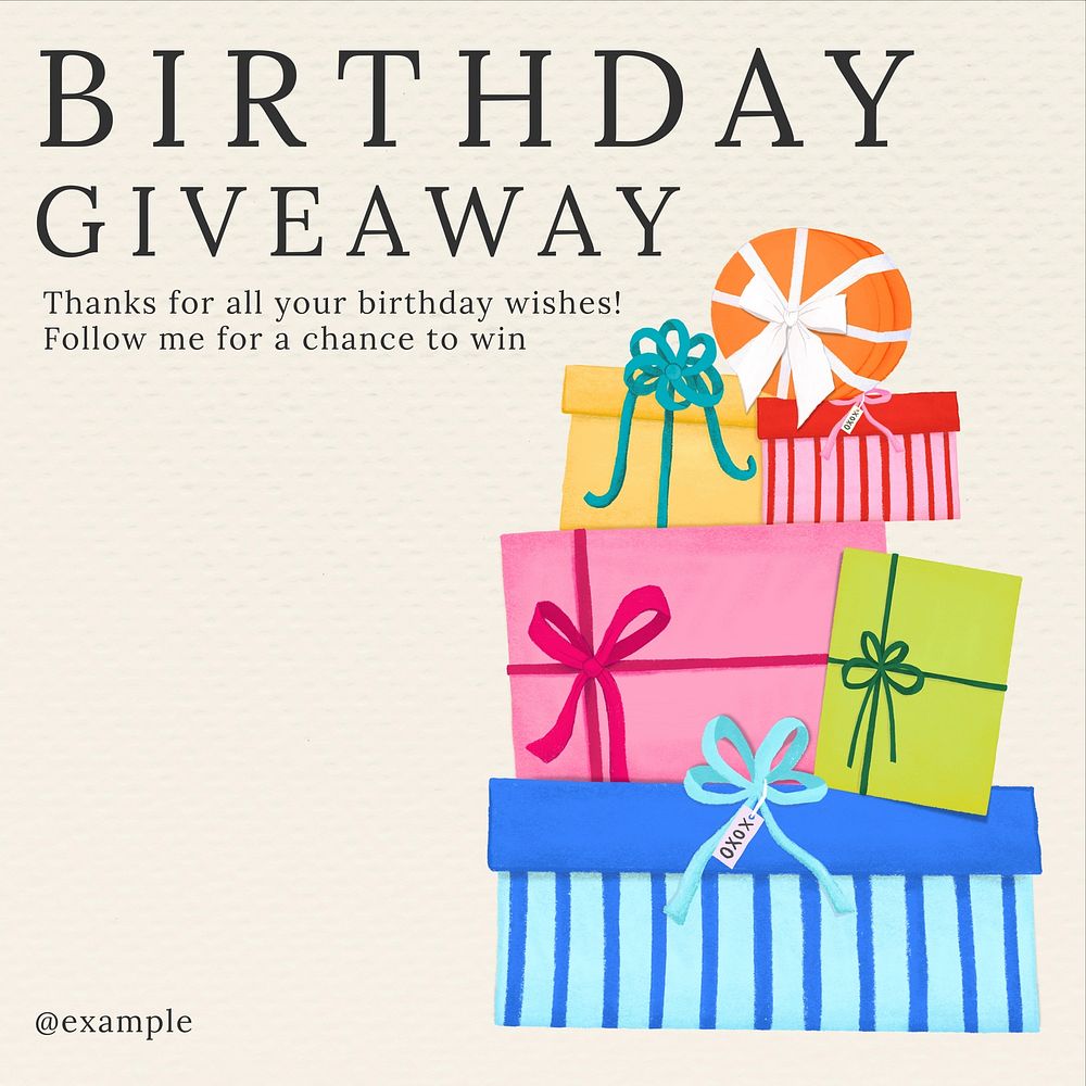Birthday giveaway Instagram post template