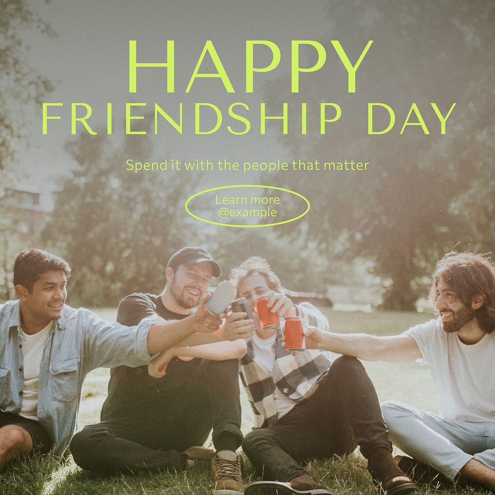 Happy friendship day Instagram post template, editable social media design