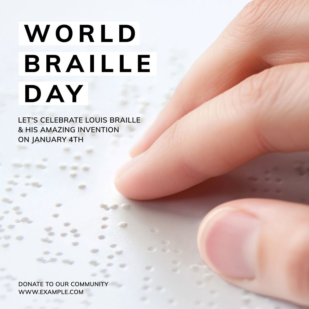 World braille day Instagram post template
