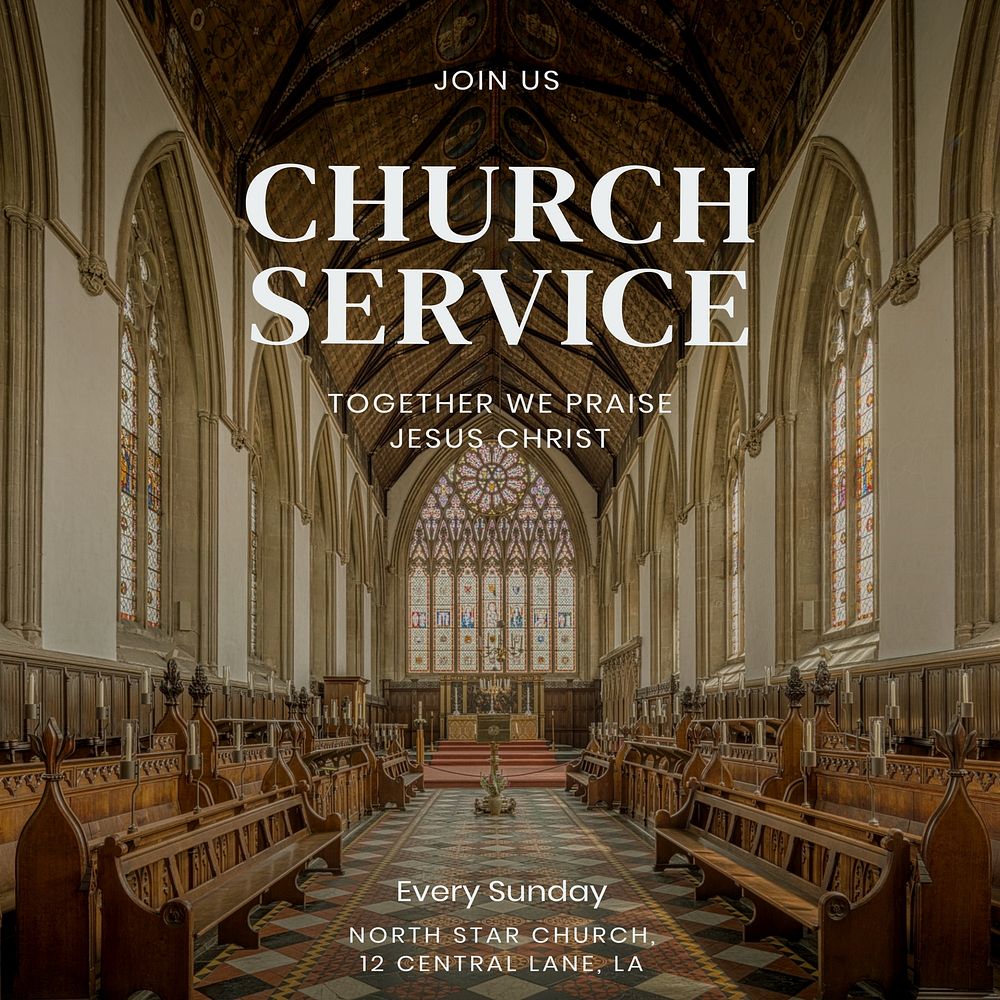 Church service Facebook post template  