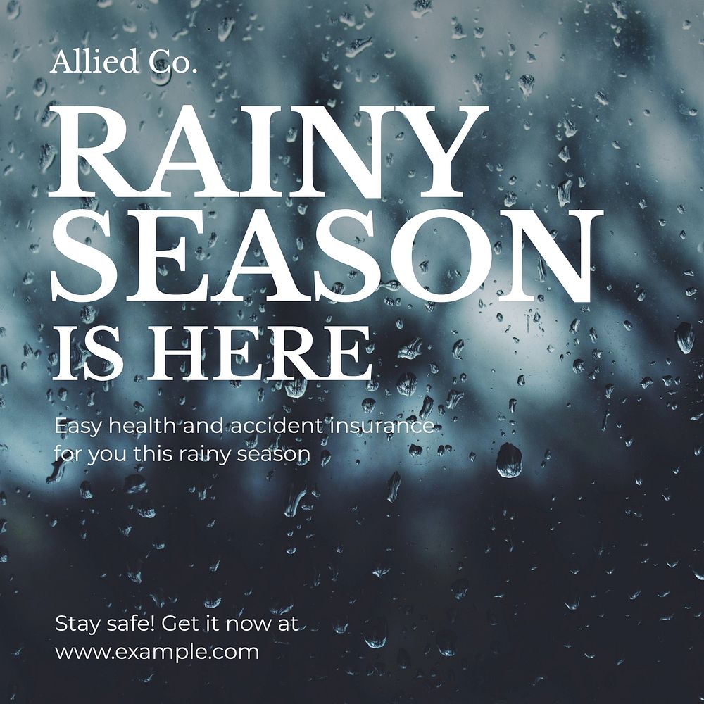 Rainy season insurance Instagram post template