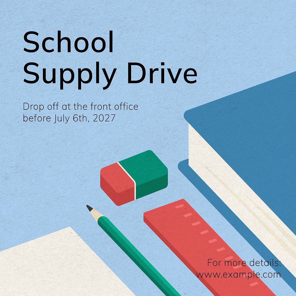 School supply drive Facebook post template