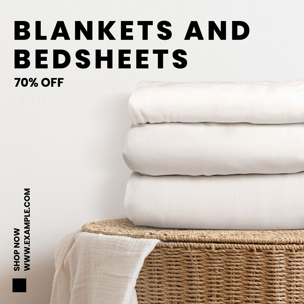 Blankets bedsheets sale Instagram post template