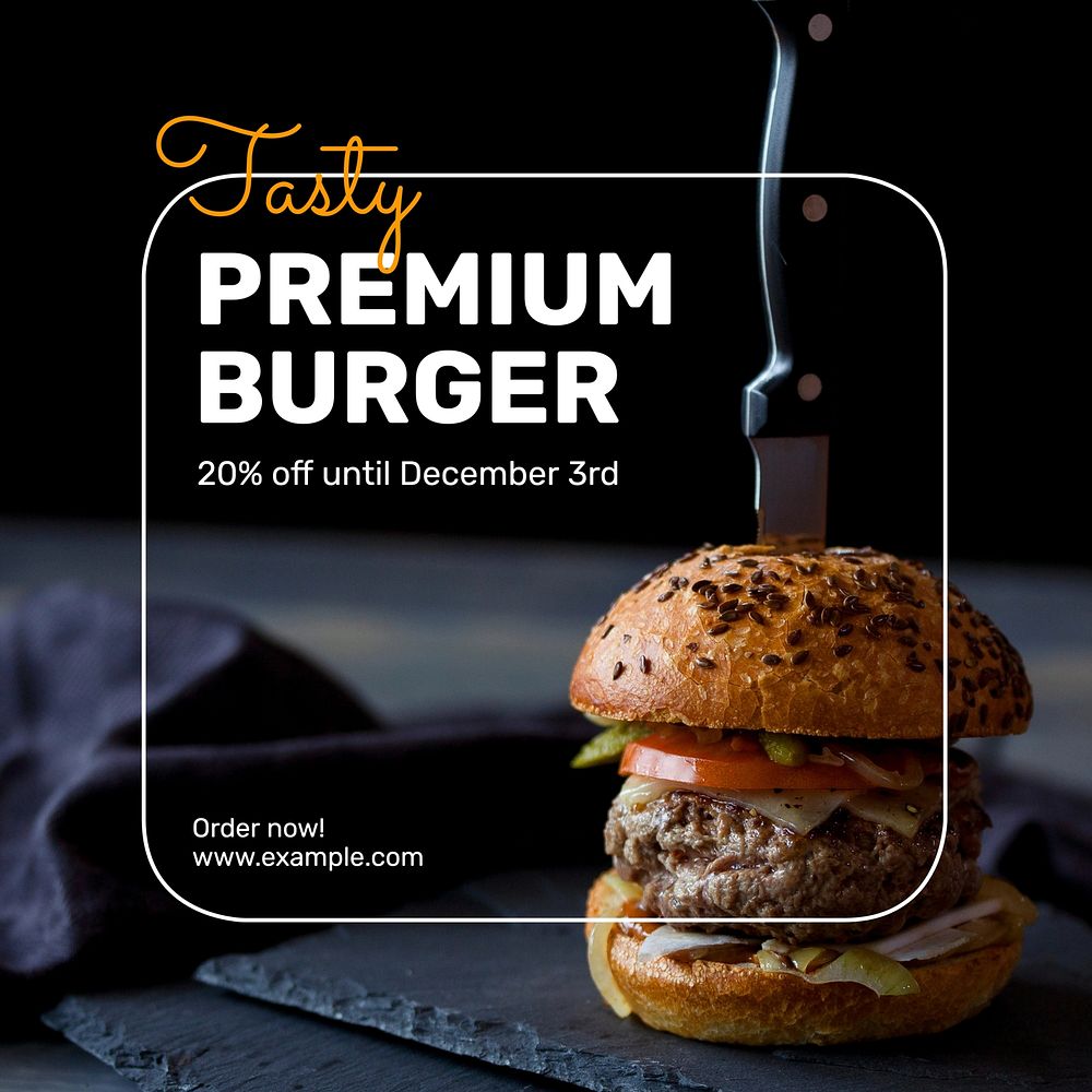 Premium burger Facebook post template