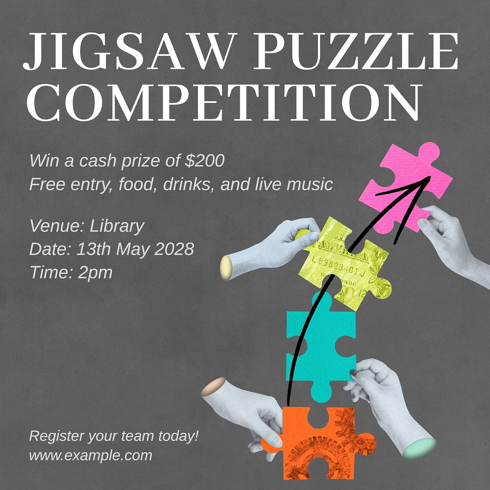Jigsaw puzzle competition Instagram post template