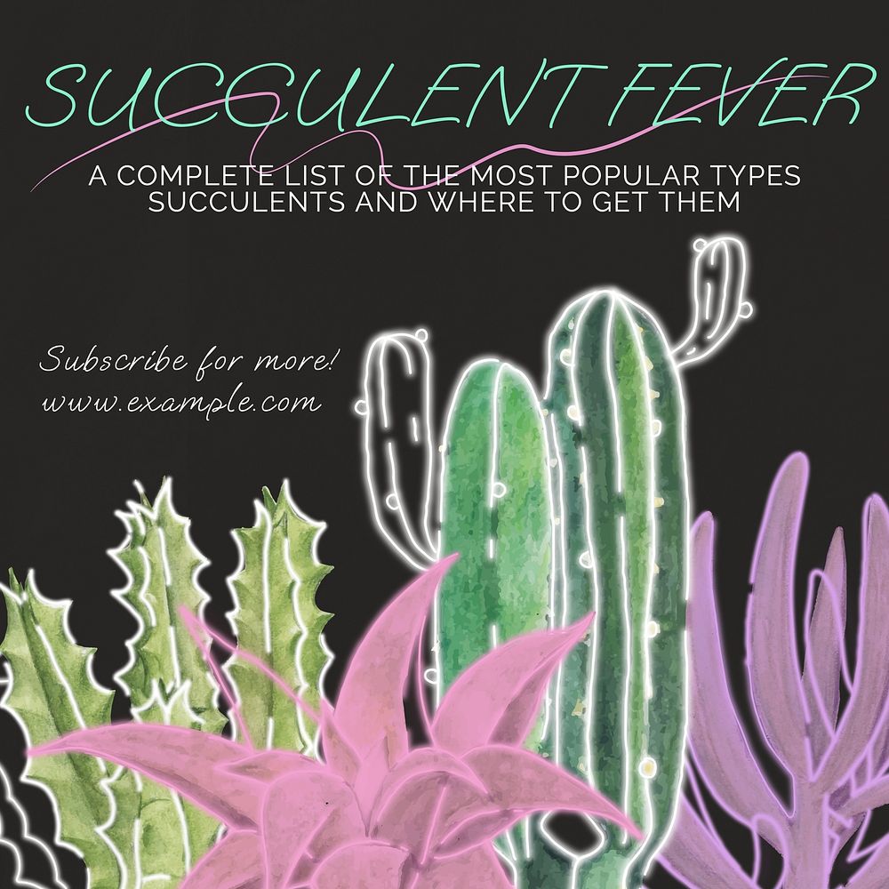 Succulent fever Facebook post template