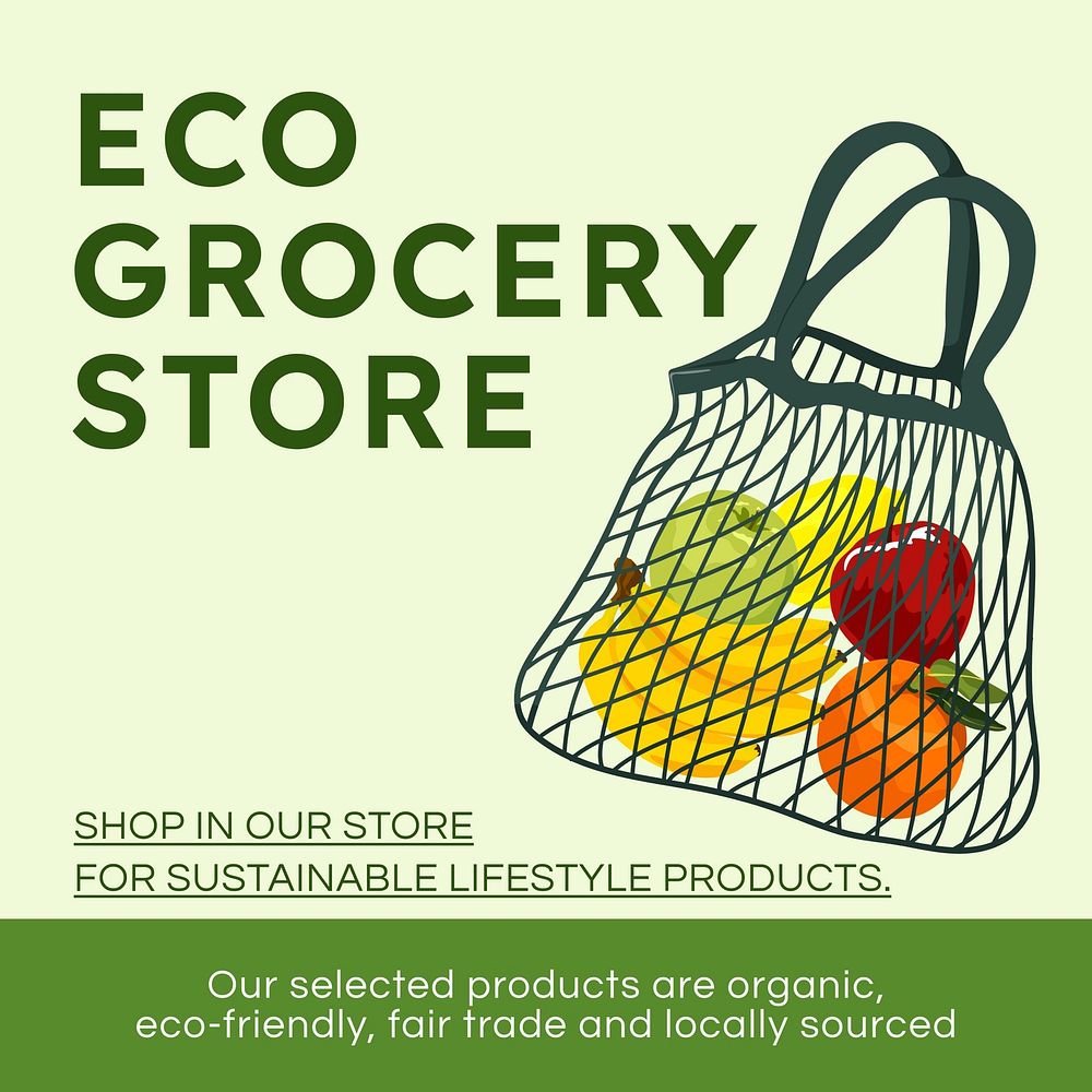Eco grocery store Instagram post template