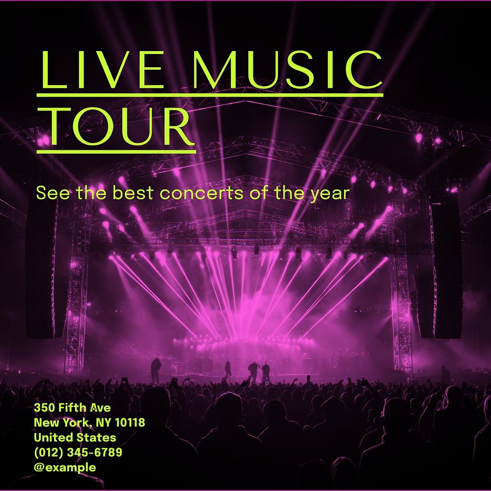 Concert music tour Instagram post template
