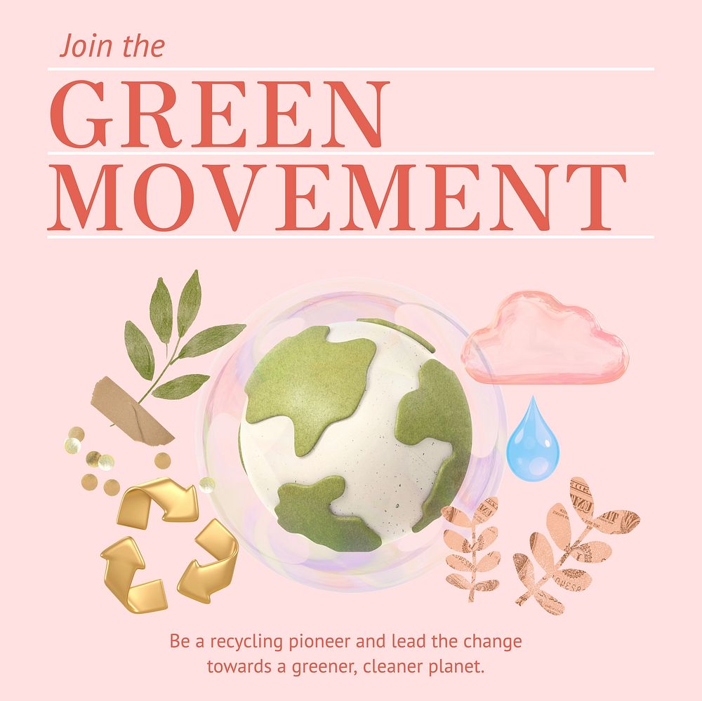 Green movement Instagram post template