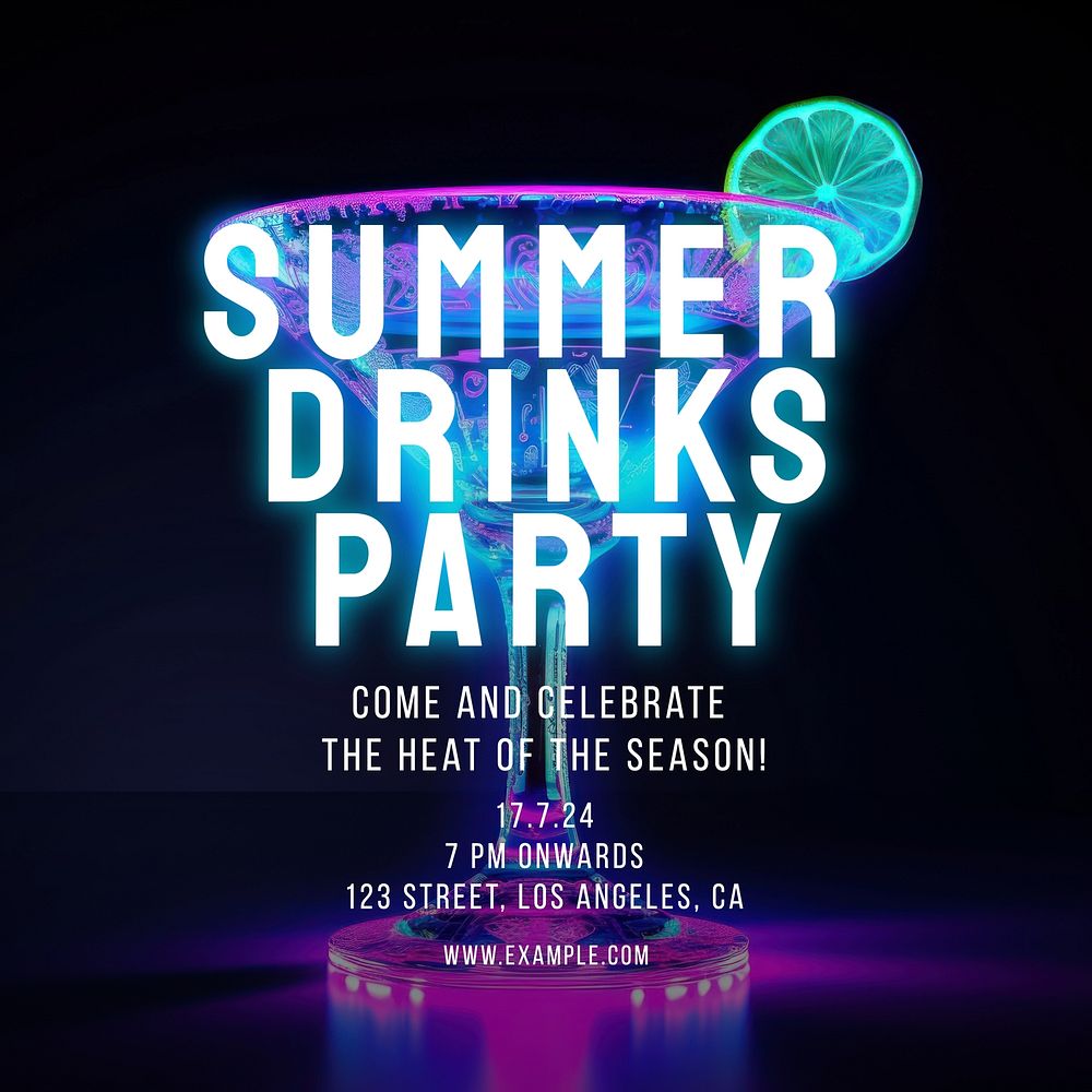 Summer drinks party Instagram post template