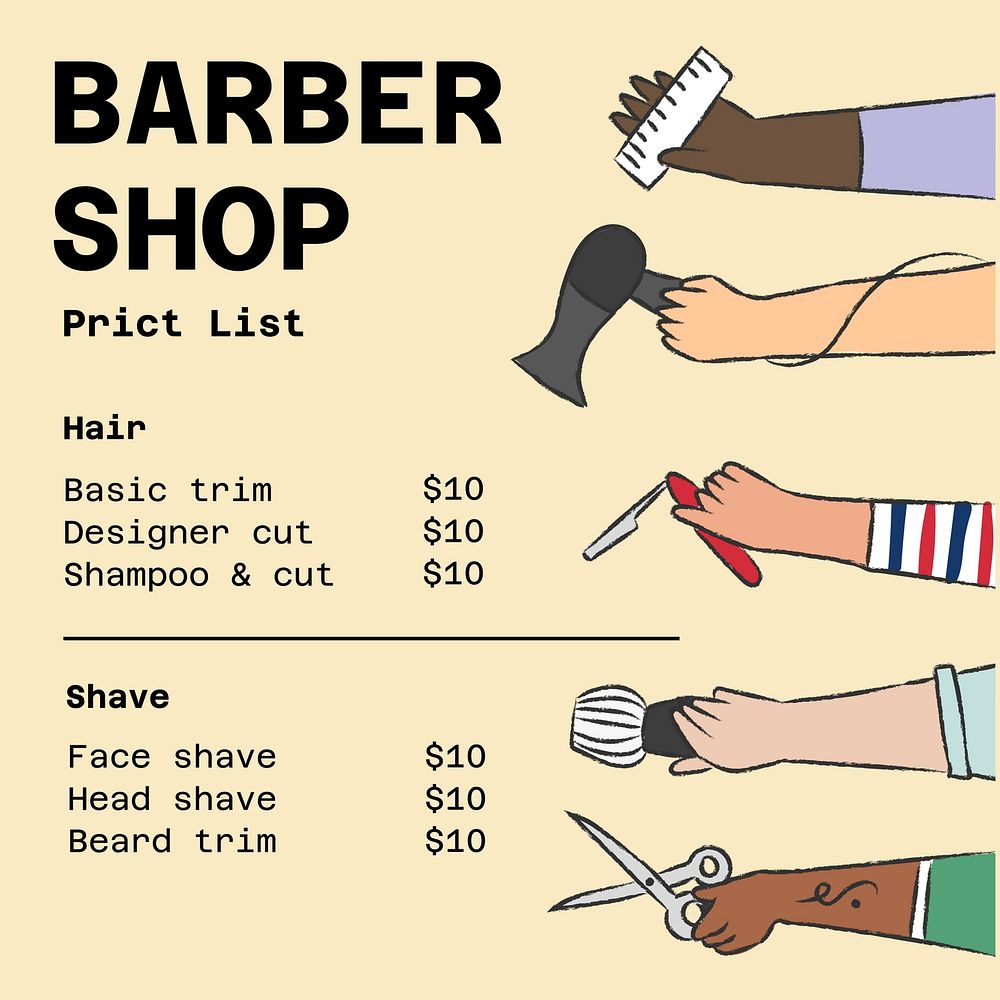 Barber shop Instagram post template