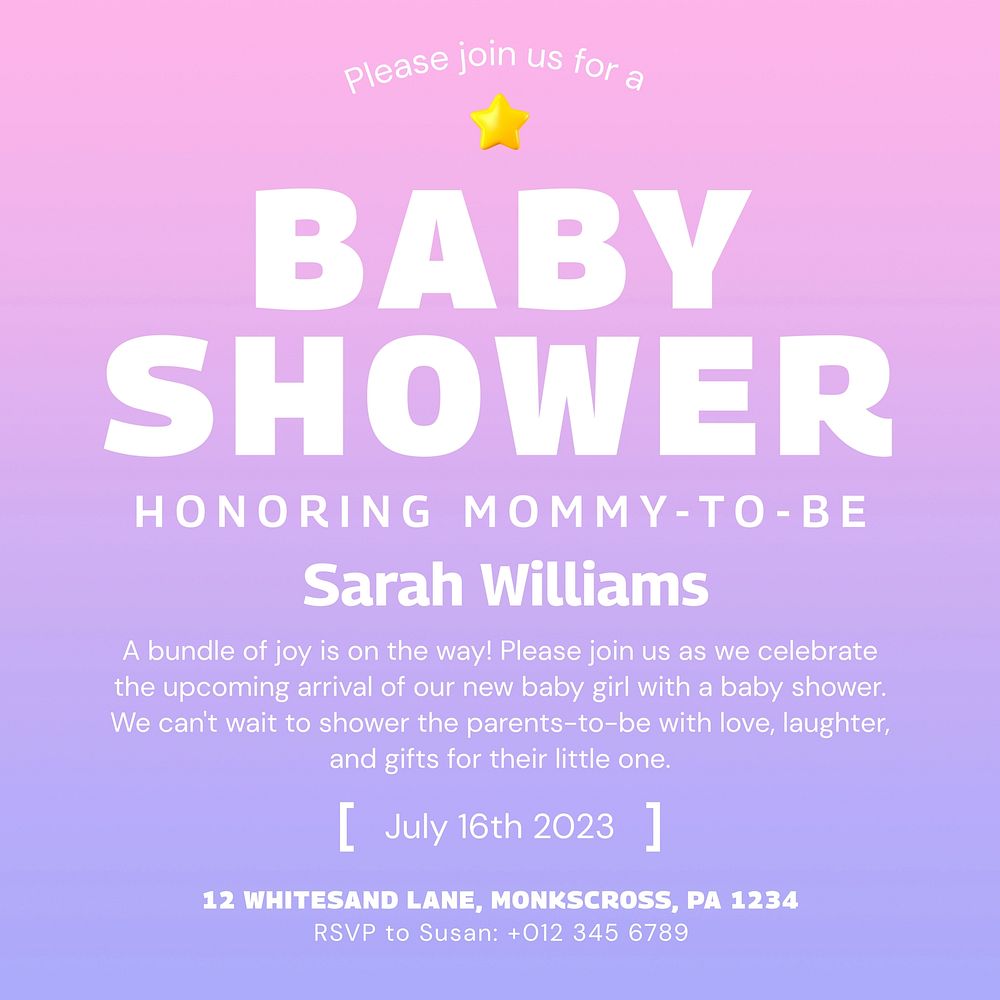 Baby shower Instagram post template