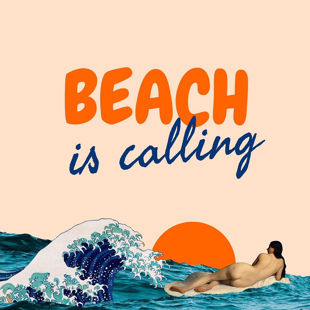 Beach is calling Instagram post template