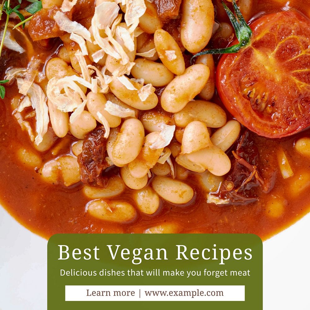 Best vegan recipes Instagram post template
