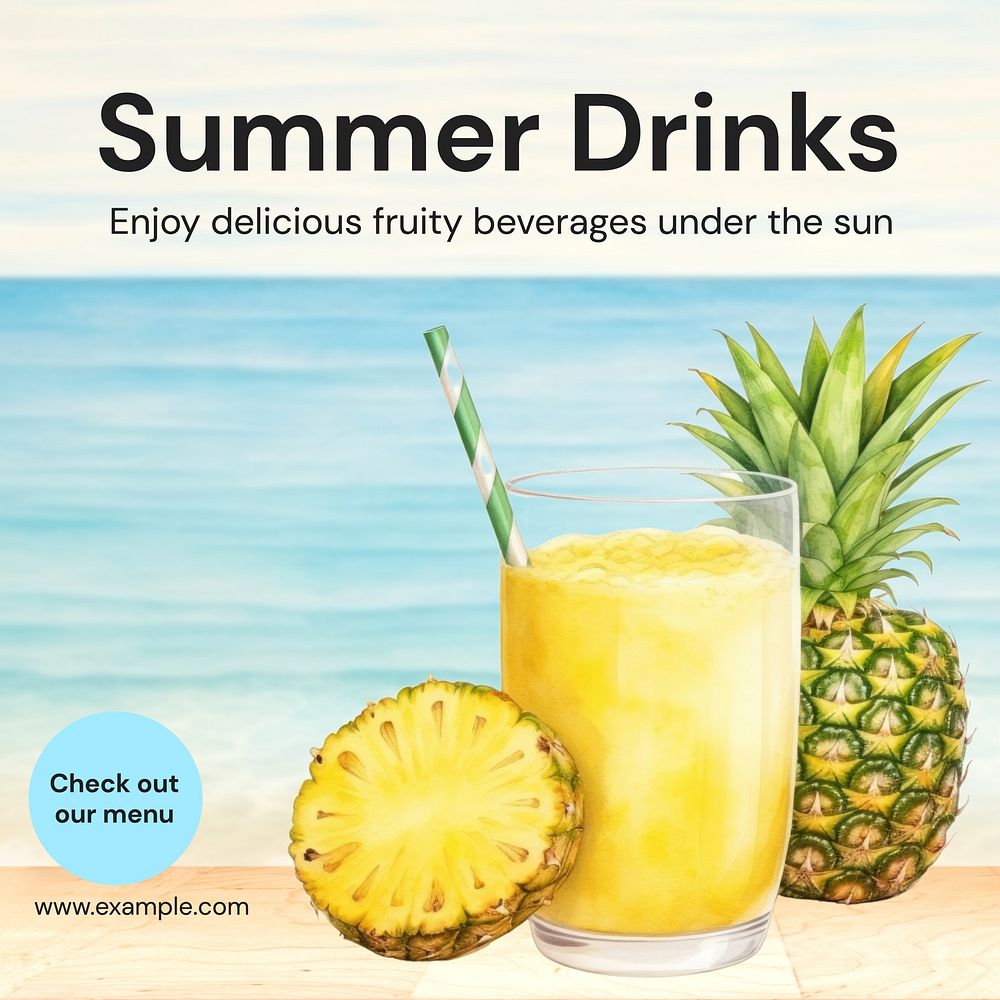 Summer drinks Facebook post template