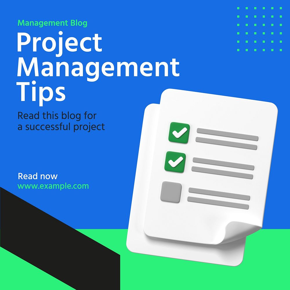Project management tips Facebook post template