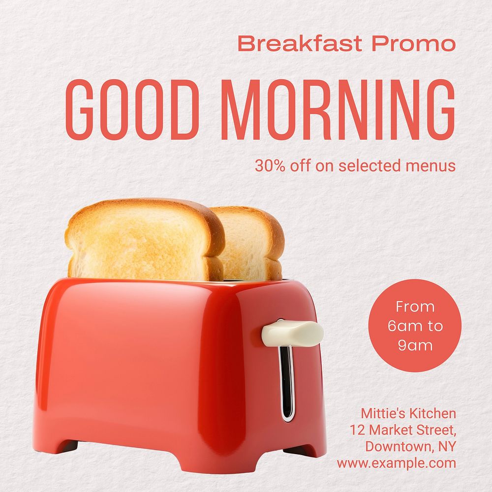 Good morning, breakfast Instagram post template social media design