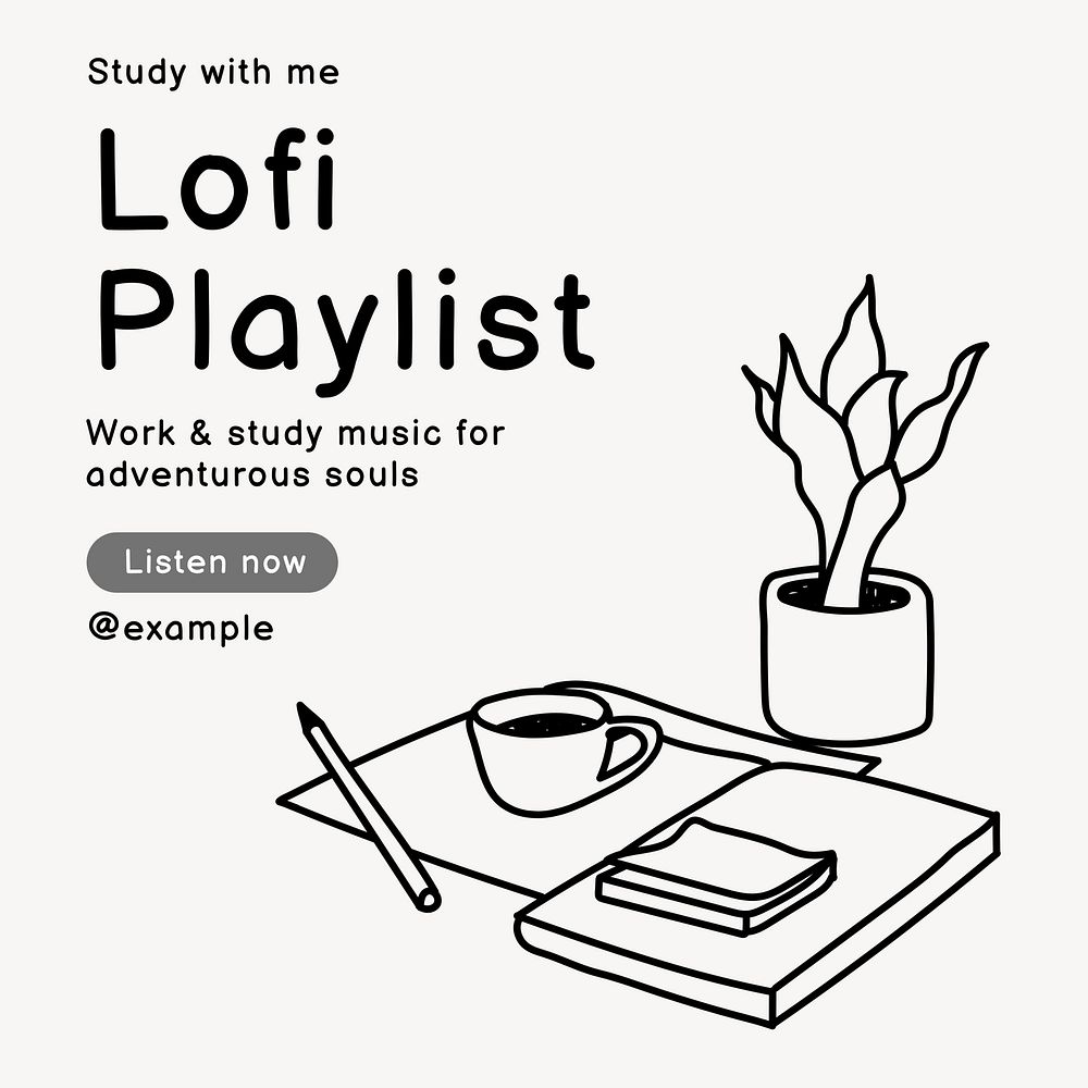 Lofi playlist Instagram post template