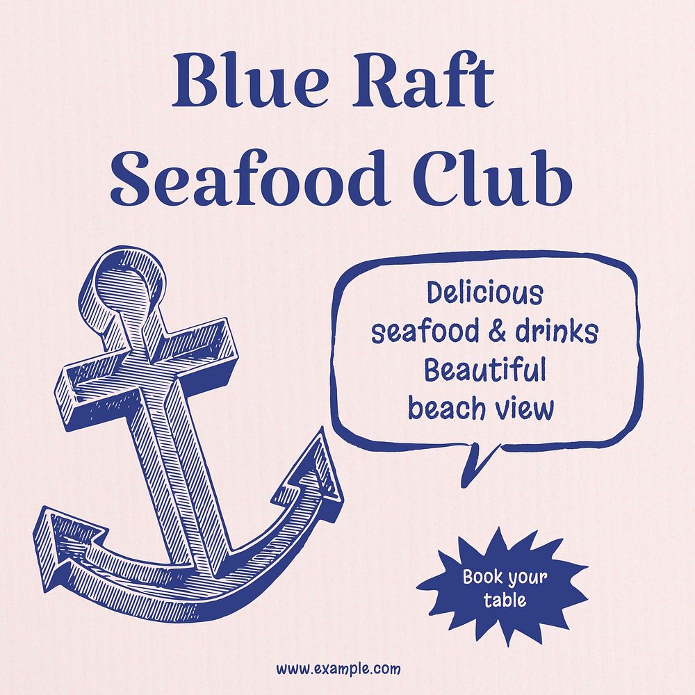 Seafood club Instagram post template