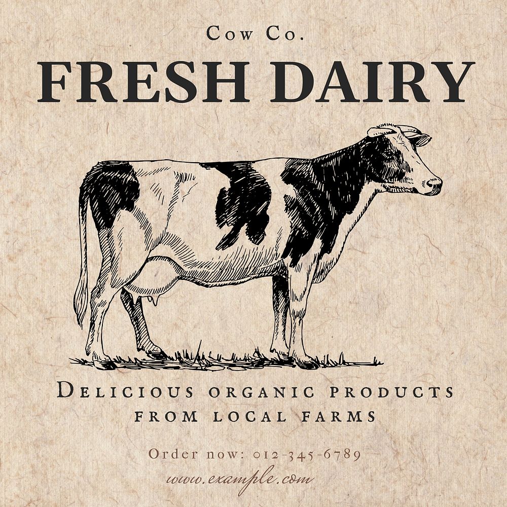 Fresh dairy Instagram post template, editable social media design