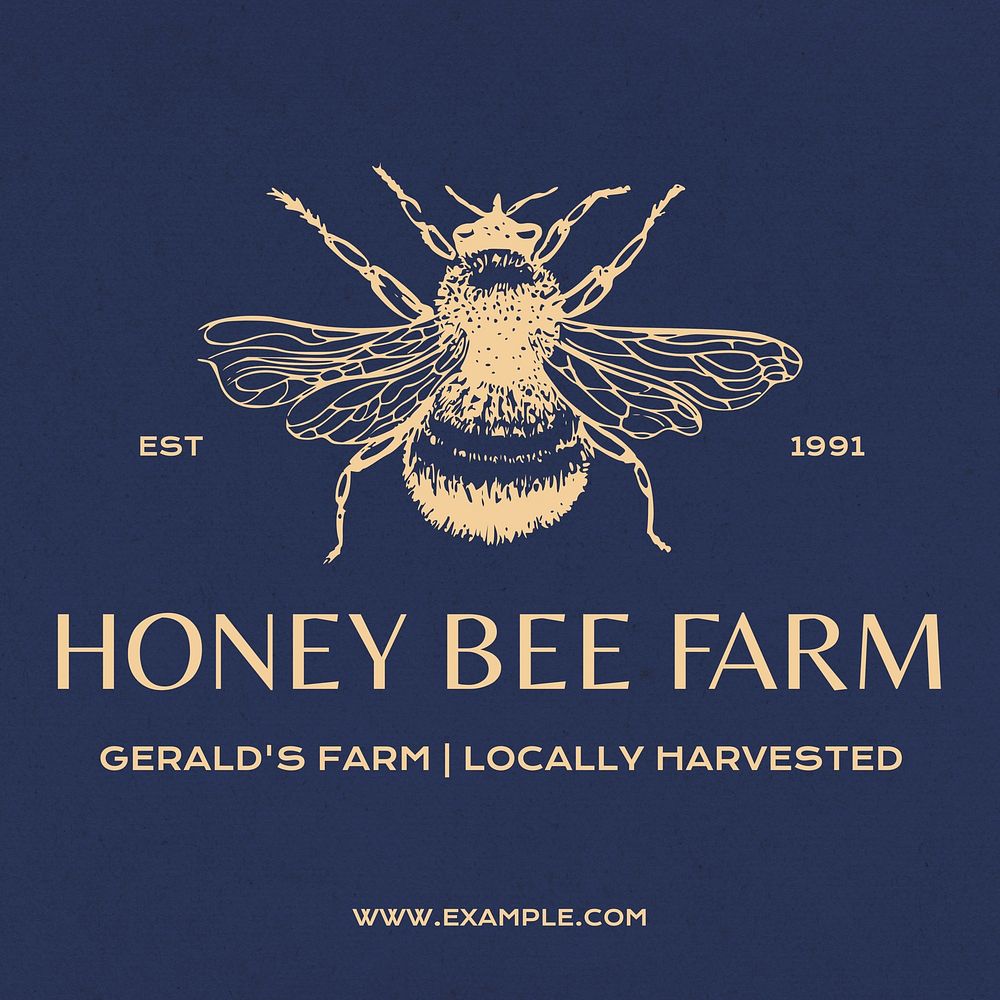Honey bee farm Instagram post template