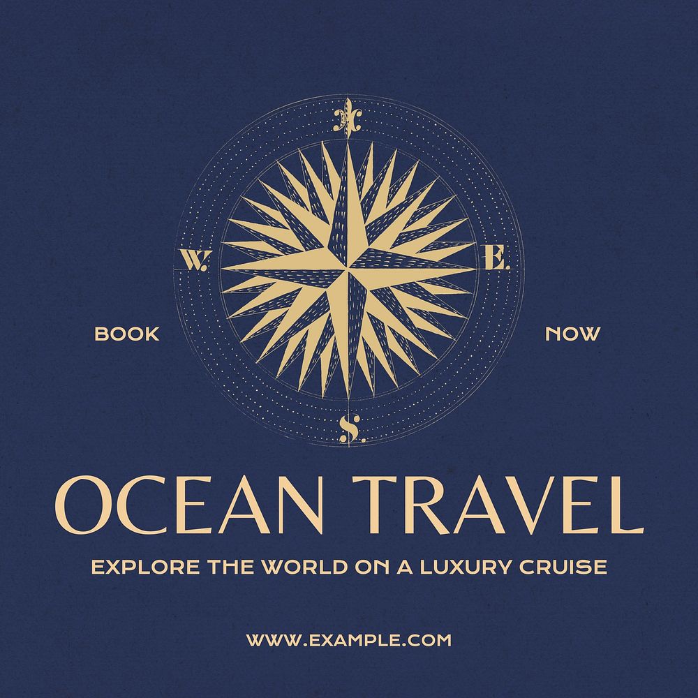 Ocean travel Instagram post template