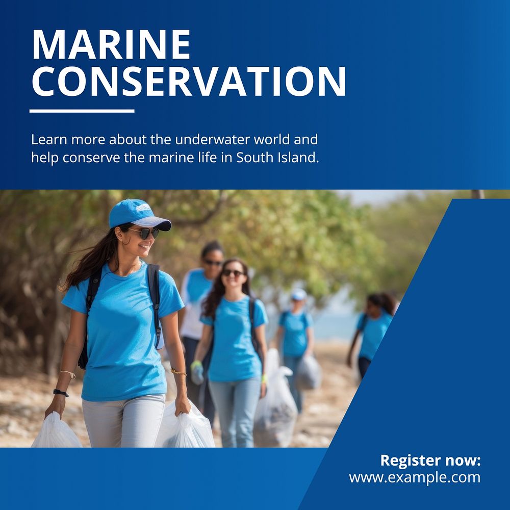 Marine conservation volunteer Instagram post template