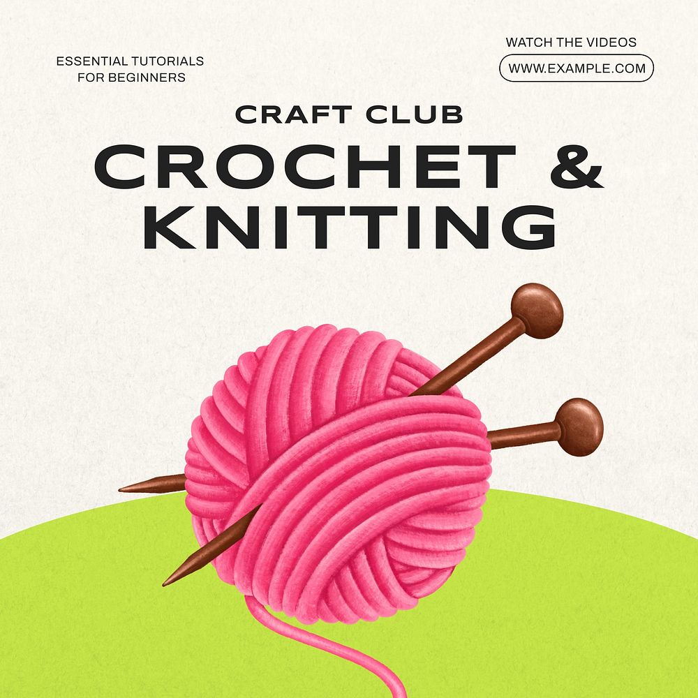 Crochet  knitting Instagram post template