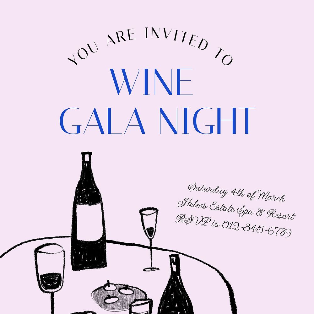 Wine gala night Instagram post template