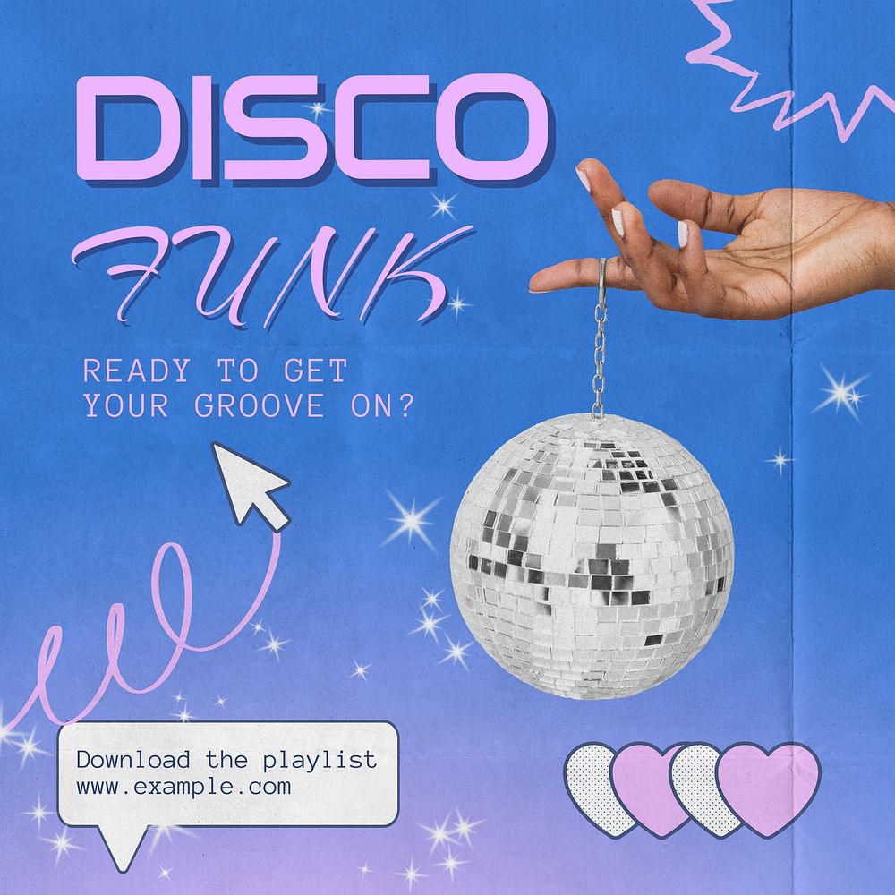 Retro disco music Instagram post template