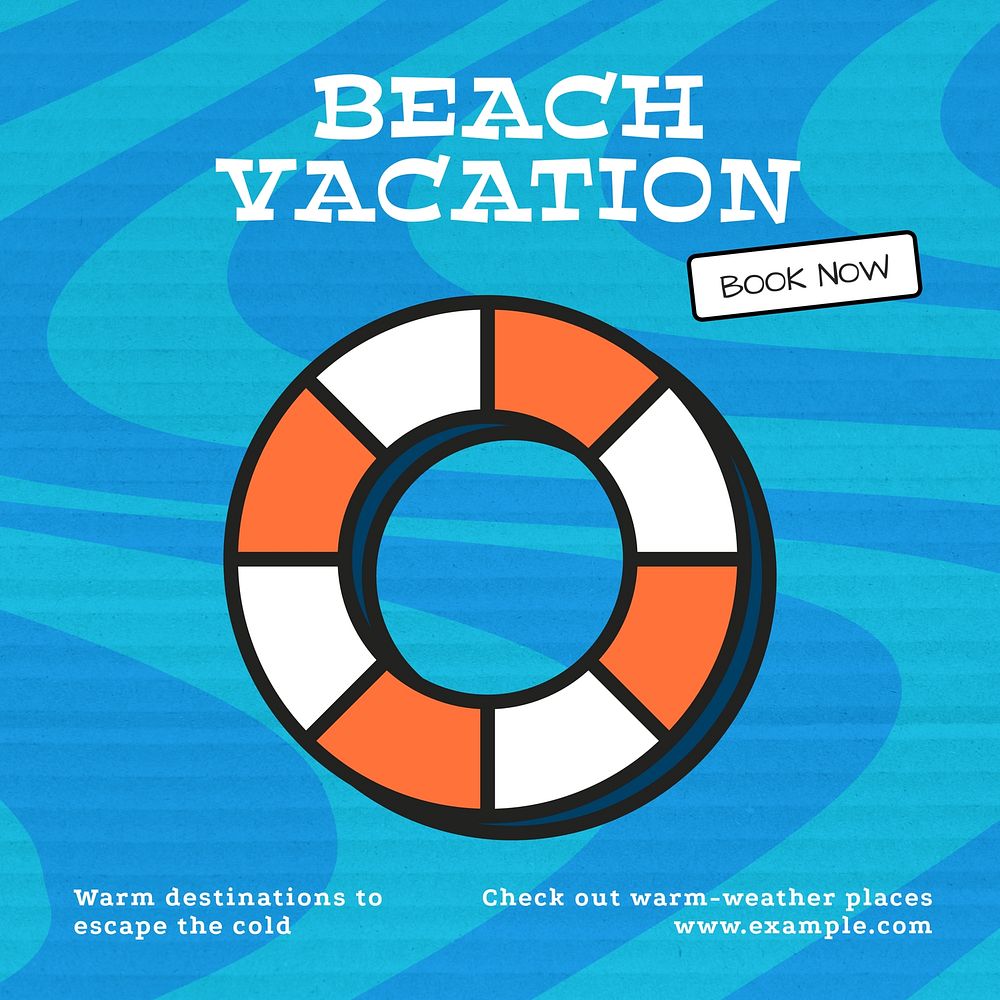 Beach vacation Instagram post template