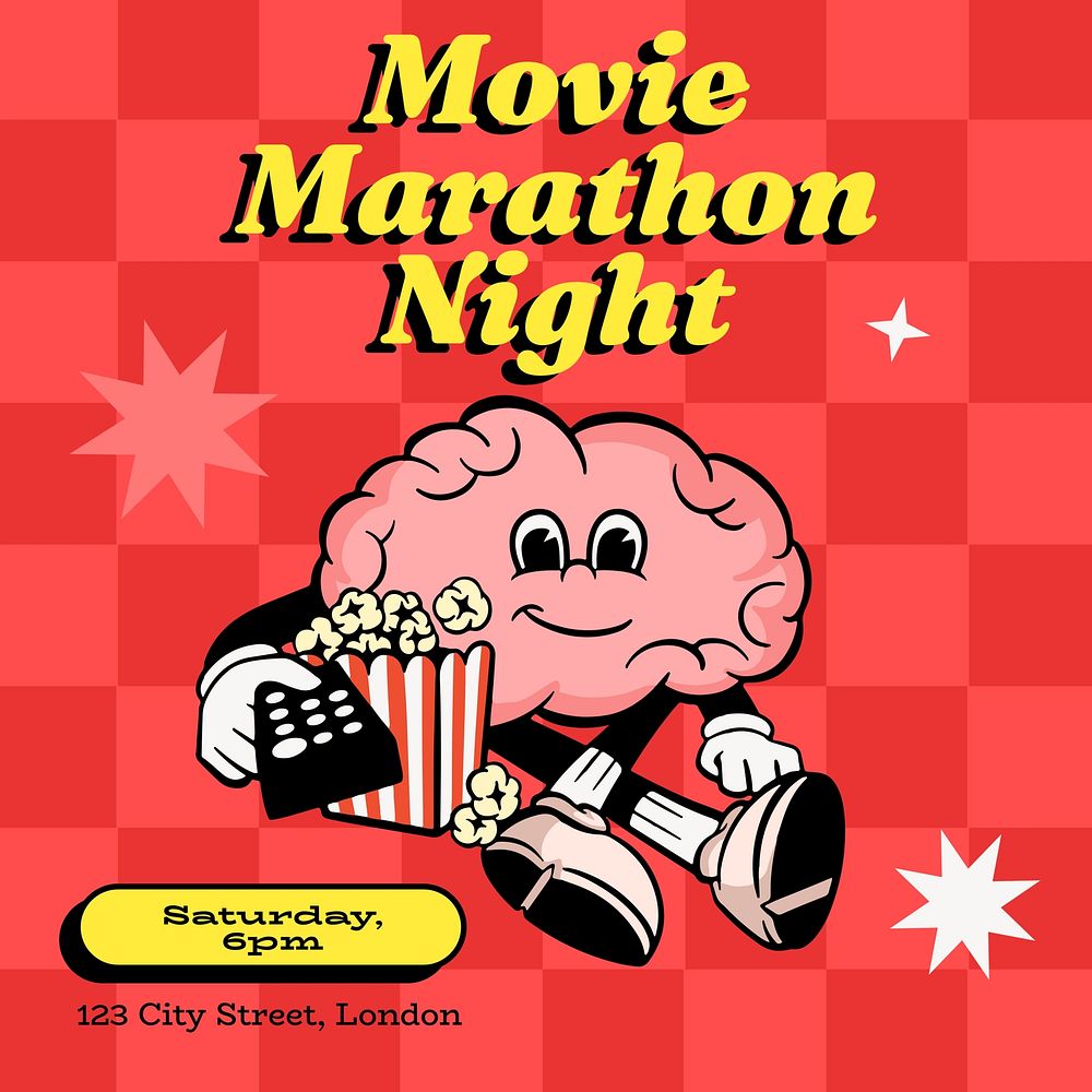 Movie marathon night Instagram post template