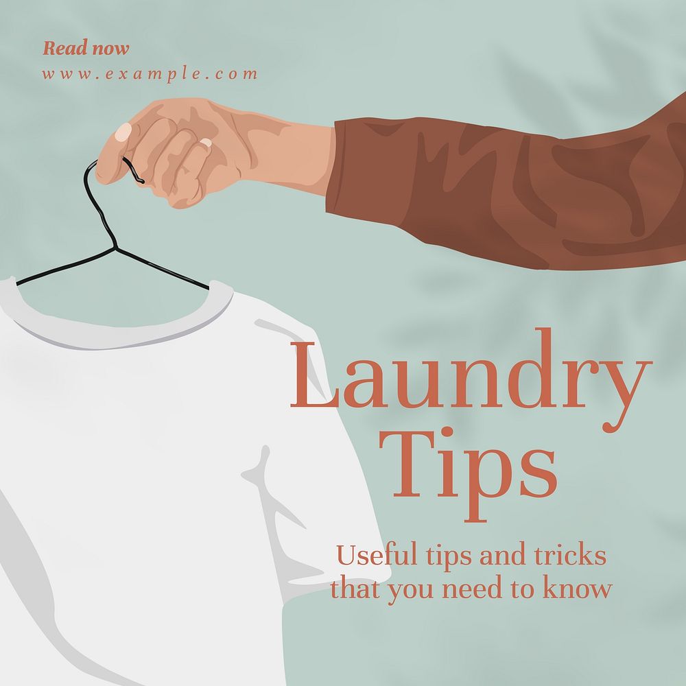 Laundry tips post template, editable social media design