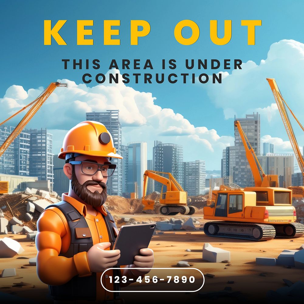 Construction safety Instagram post template