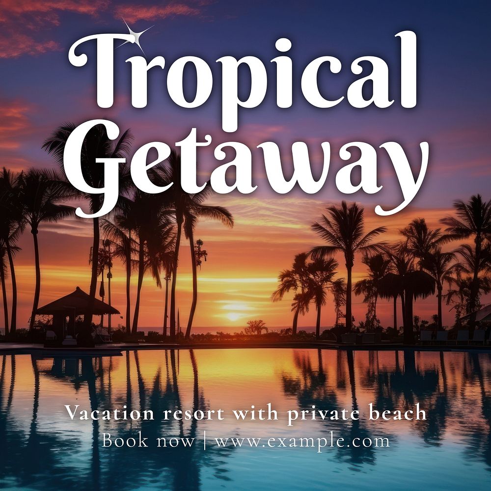 Tropical getaway Facebook post template