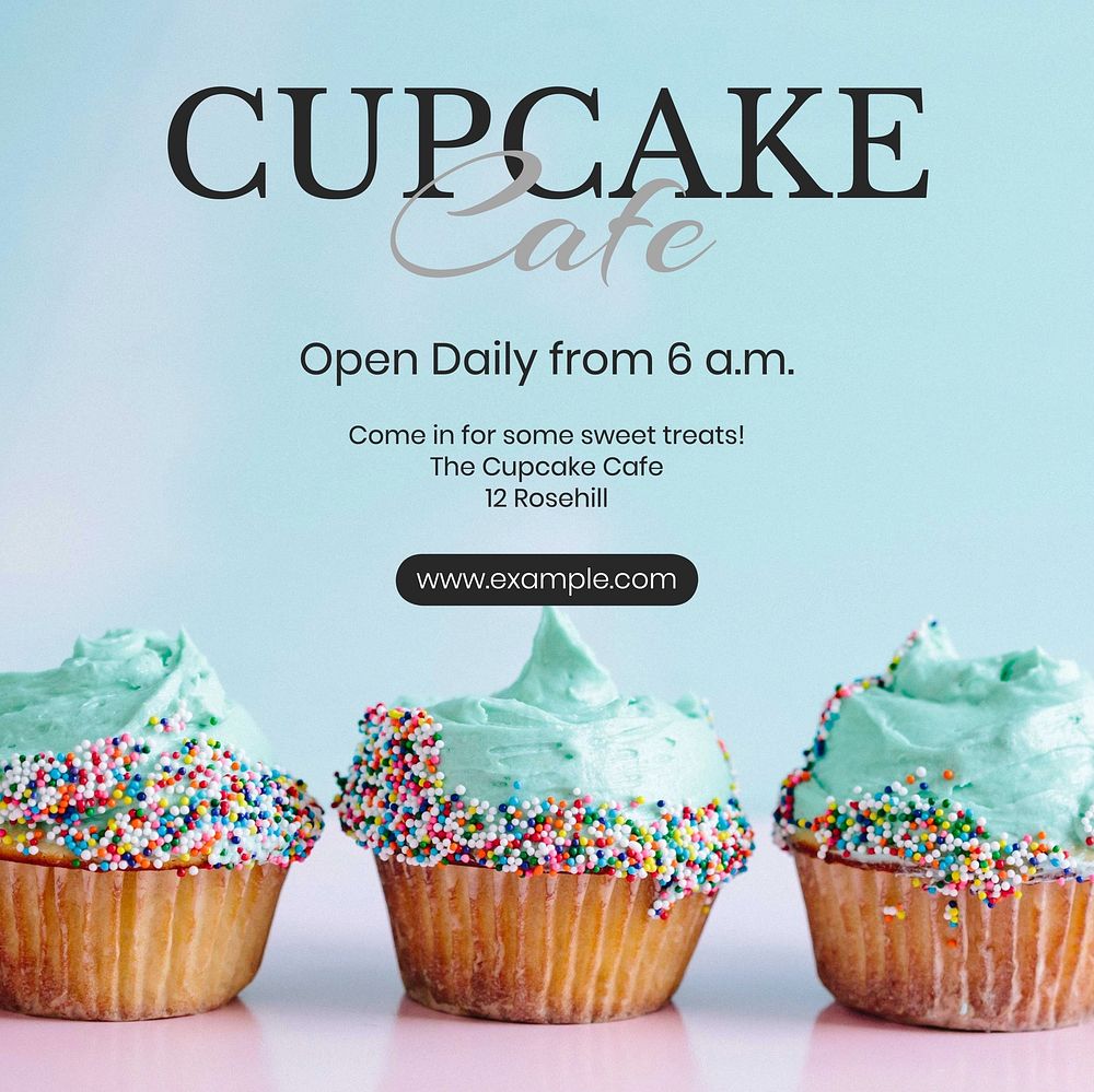 Cupcake cafe Instagram post template