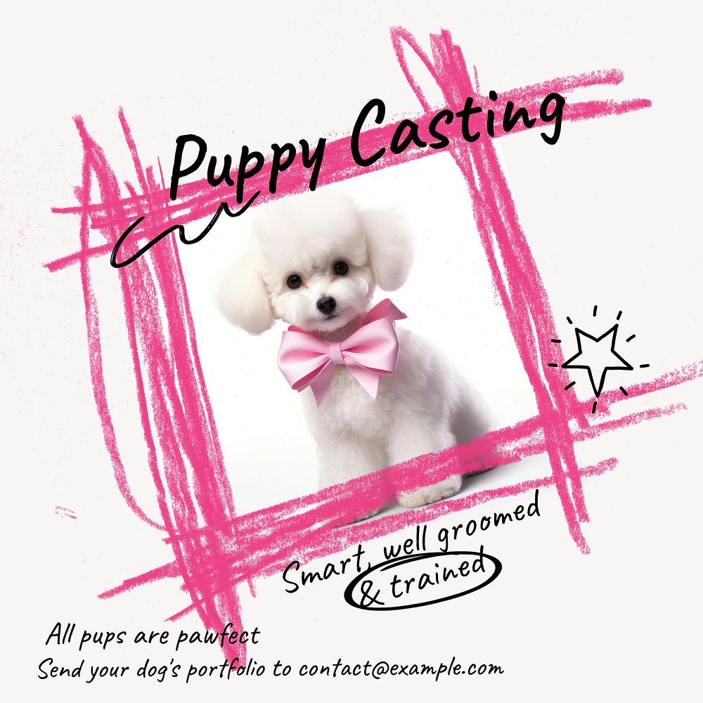 Puppy casting Instagram post template