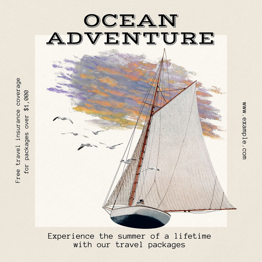 Ocean adventure Instagram post template