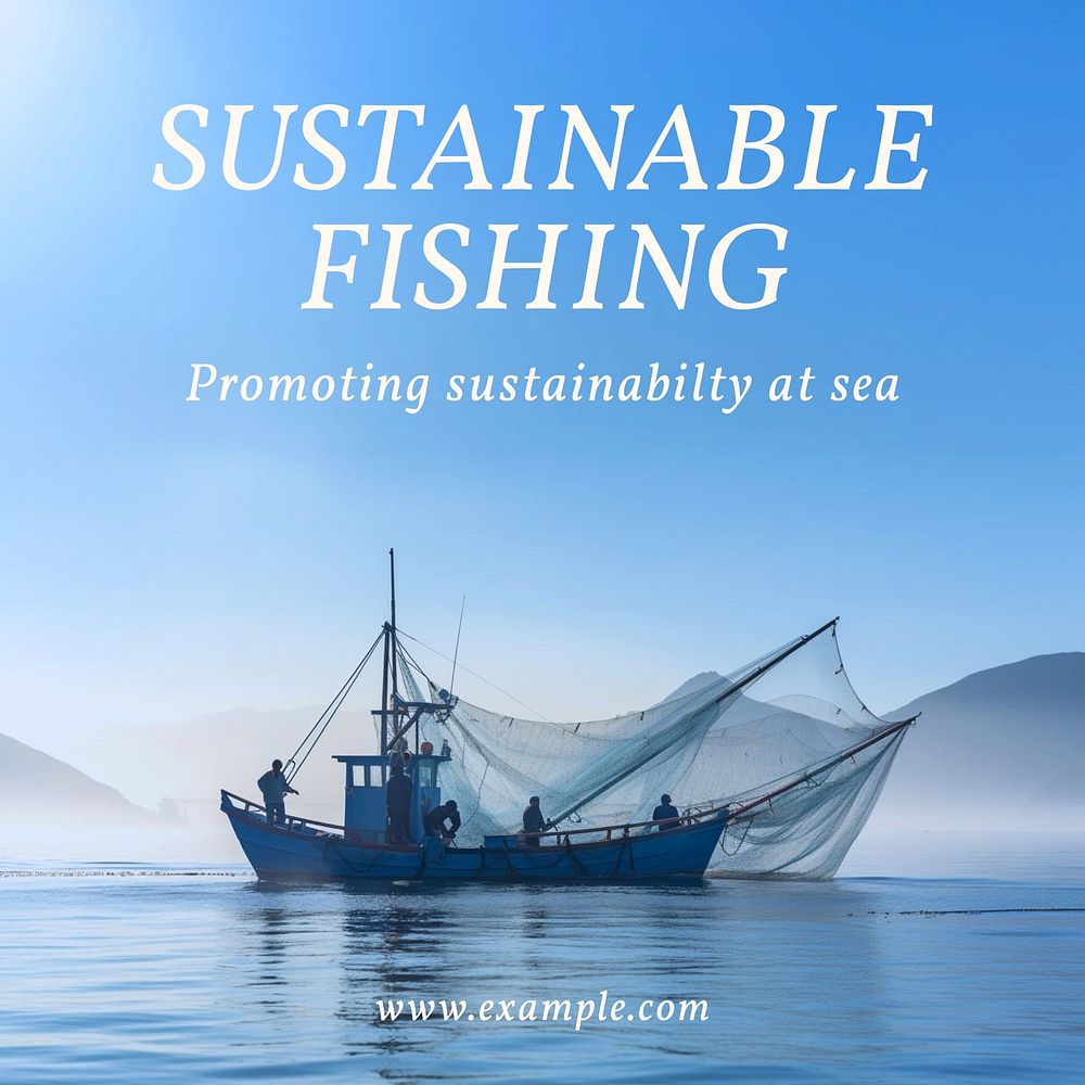 Sustainable fishing Instagram post template