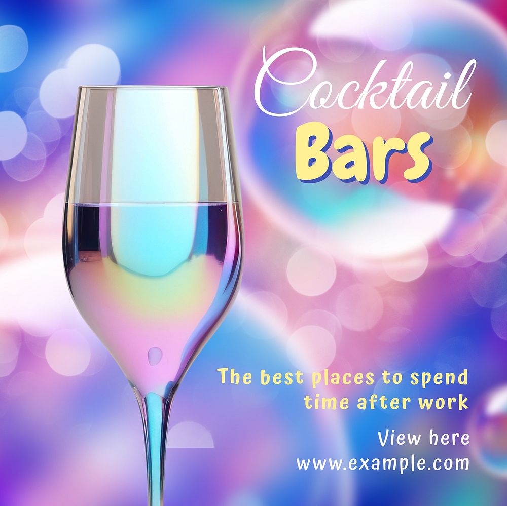 Cocktail bar Instagram post template